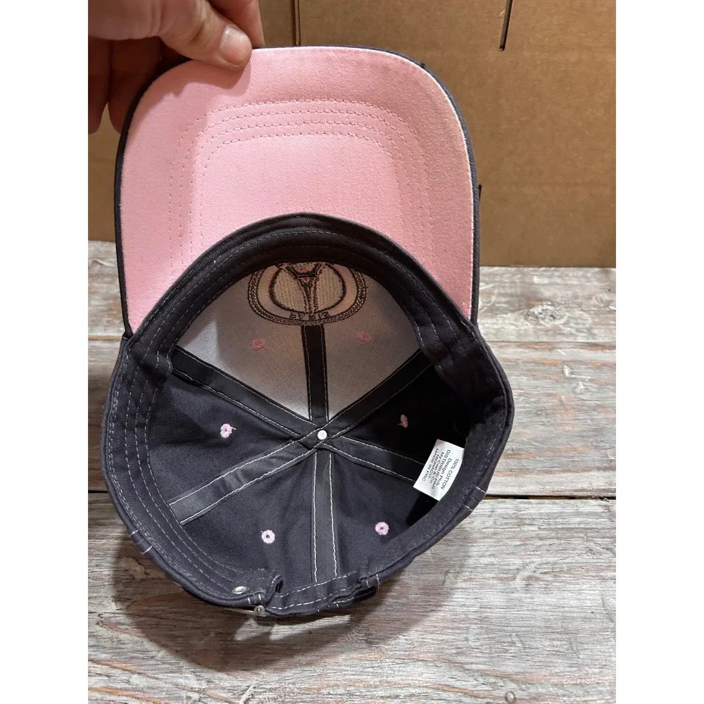 Paris France Eiffel Tower Baseball Cap Pink Charcoal Cotton Adjustable Hat